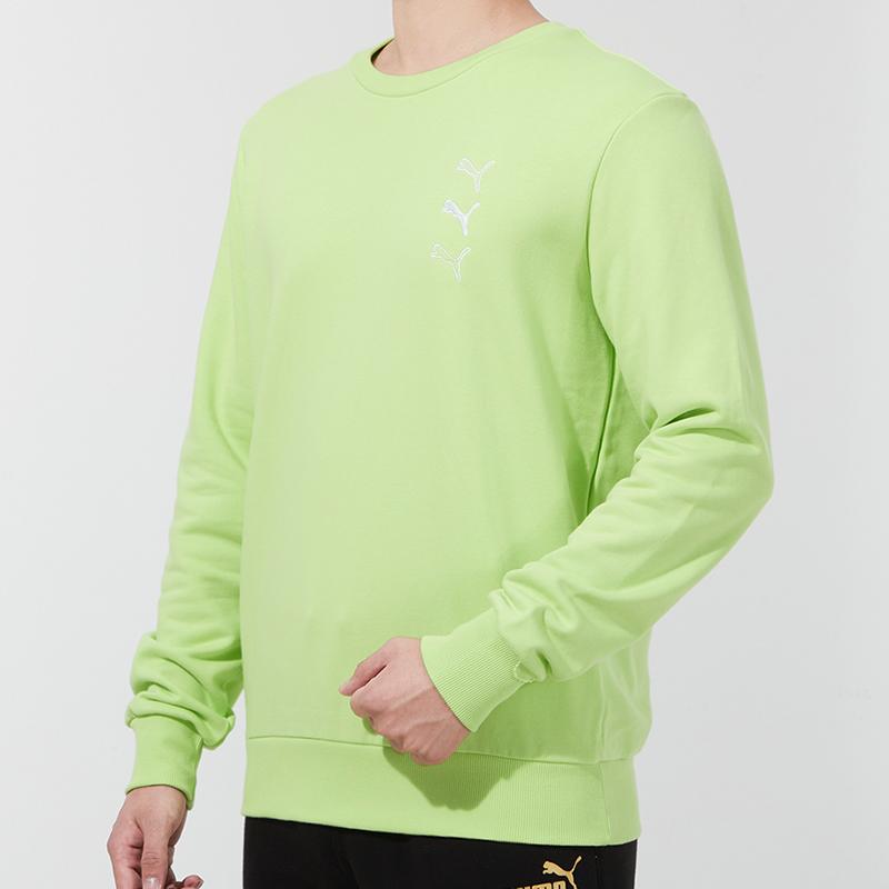 Puma Solid Color Casual Crew Neck Long Sleeve Sweatshirt Men Sweatshirt Green 535016-81