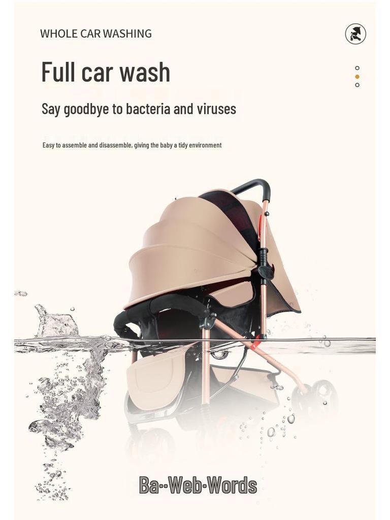 Reversible Foldable Baby Stroller with Shock-Absorbing Wheels and Large Sleep Basket