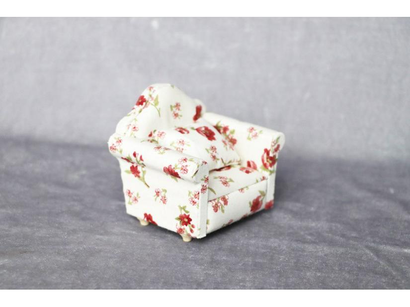 1:12 Dollhouse Miniature Floral Single Sofa for Living Rooms or Bedrooms