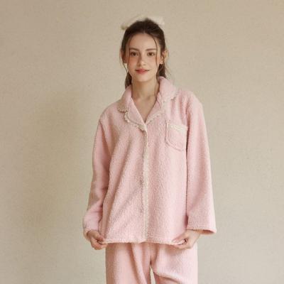 Lunaluz Women S Fleece Long Sleeve Collar Neck Two Piece Pyjama 3c 