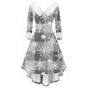 Women's Fashion Casual V-Neck Christmas Print Long Sleeve Dress