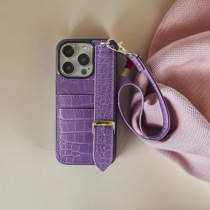 Luxury Crocodile Texture Leather Phone Case for 15 Pro Max, Slim Fit Anti-Scratch Protective Cover with Card Slot