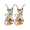 Luxury Wedding Bridal Women Cat Rhinestone Charm Pendant Necklace Party