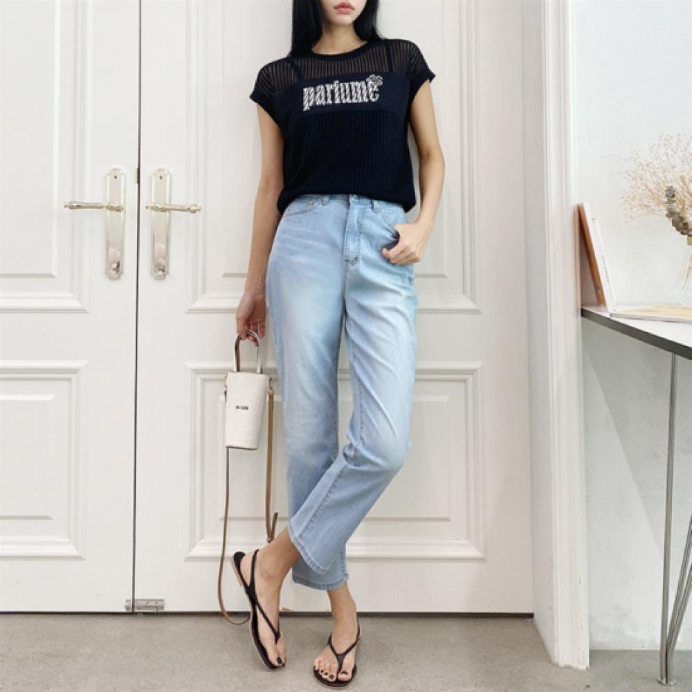New Arrivals Open Run Women Simple Cotton Stretch Medium Blue Wash Baggy Fit Jea