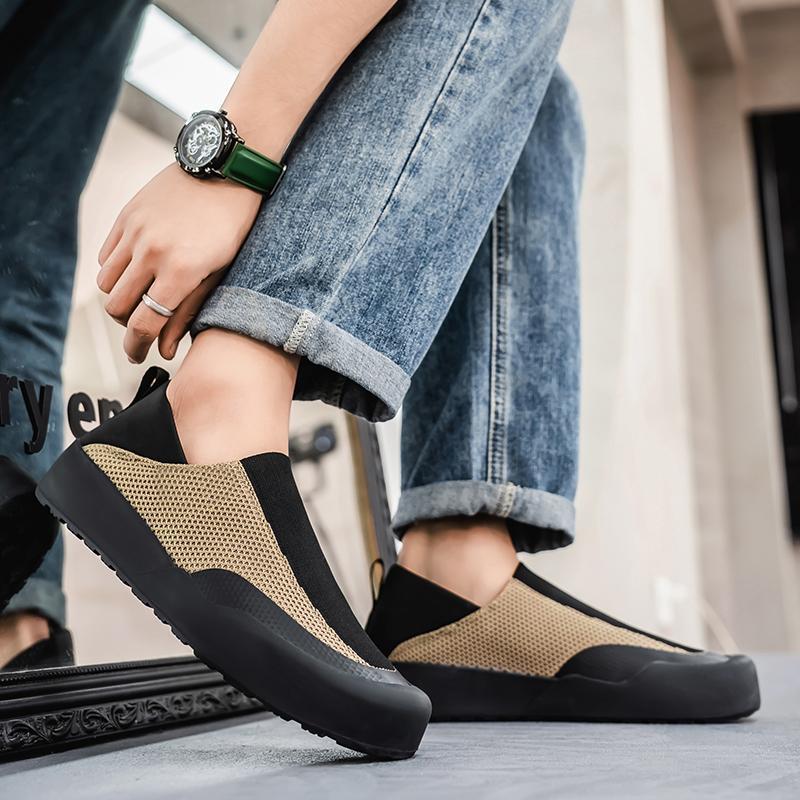 

Spring new men s breathable mesh shoes, black soft-soled shoes, men s low-top one-pedal non-slip casual sports shoes 39 хакі