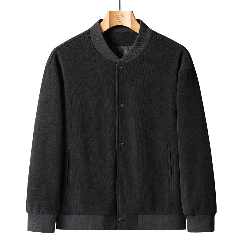 Men's Trendy Corduroy Baseball Jacket - Versatile Korean Style for Spring & Autumn, Plus Size, Thickened for Winter