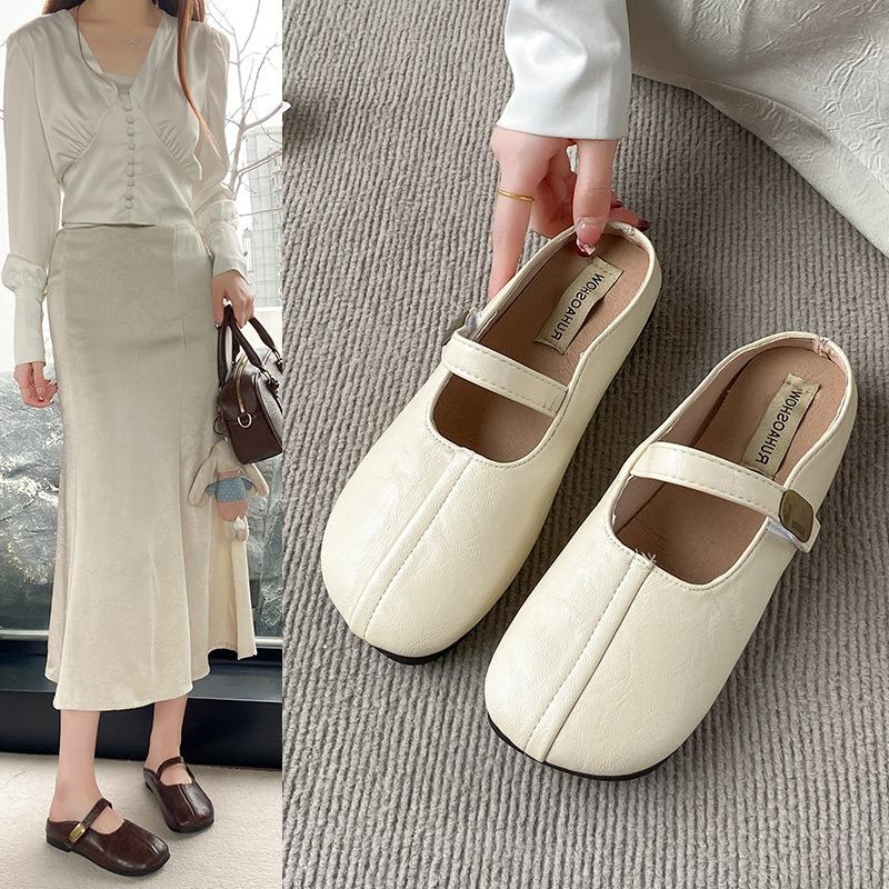 Baotou half slippers women's one pedal summer new outer wear one pedal Mary Jane women's shoes