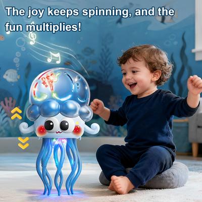 Electric Dancing Jellyfish Toy with LED Lights Music Obstacle Avoidance Octopus Toy Toddlers Boys Girls Interactive Cartoon Sea Animal Toy