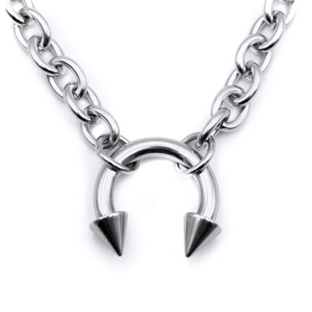 Neue Mode Punk Nasenclip Halskette Geometrisch Retro Choker Halskette Gothic Dicker Runder Ring Punk Stil Kette Geschenke