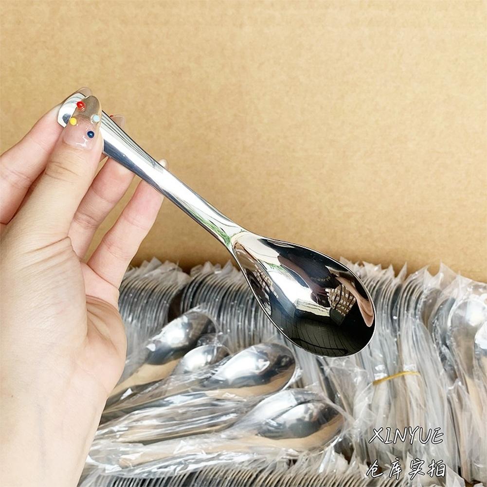 Stainless Steel Spoon Set with Extended Handle for Soup and Dessert Thickened Design Modern Kitchen Essentials