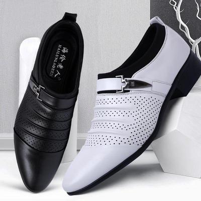 Sommer Schwarz Braun Weiß Herren Lederschuhe Herren Spitzschuhe Businessschuhe Hohe Qualität Formell Slipper Ausgehöhlte Sandalen Mann H78