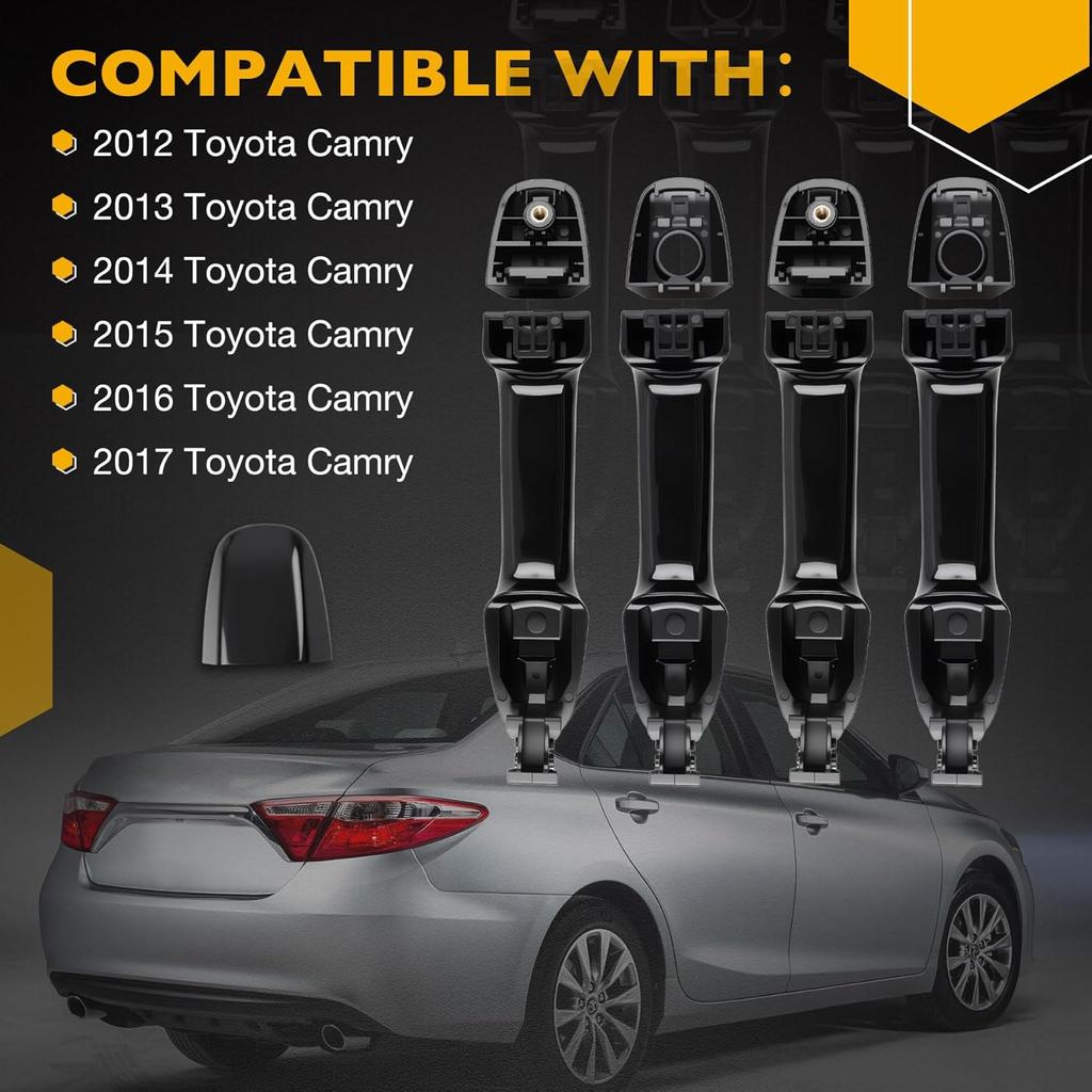 Gledewen 4 PCS Exterior Door Handle Front Rear Driver Passenger Side, Compatible with 2012 2013 2014 2015 2016 2017 Toyota Camry, Replaces#