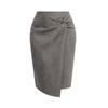 Women's Solid Color Irregular Suede Zipper Skirt High Waisted Buckle Wrapped Hip Twisted Elastic Knot Short Skirt Middle Skirt