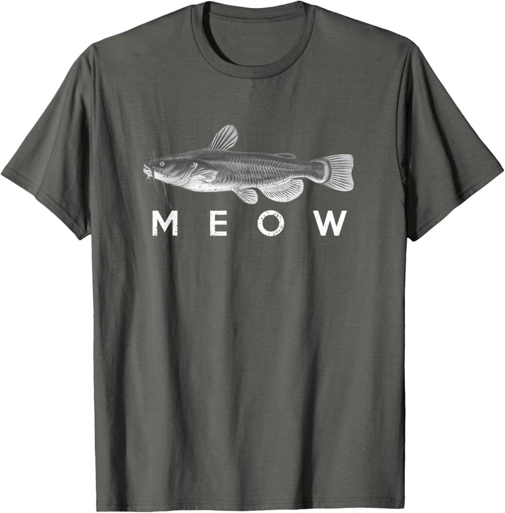 T-shirt Graphique Poisson-chat Miaou Jeu de Mots Drôle Pêcheur Amoureux Cadeau T-shirt