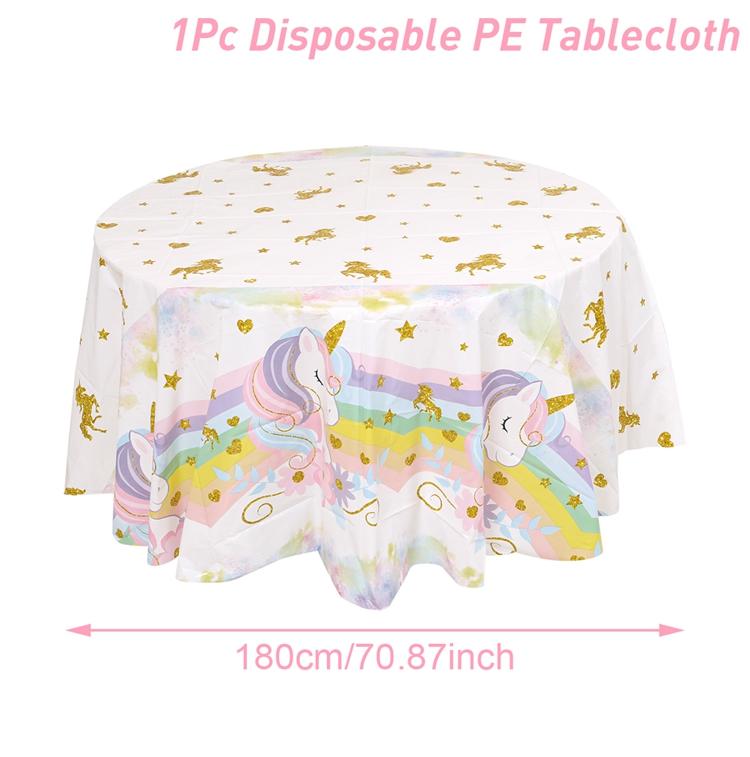 

1pc Unicorn Round Tablecloth Disposable Table Cover for Birthday Party Decor Kids Favor Girl Birthday Baby Shower Party Supplies