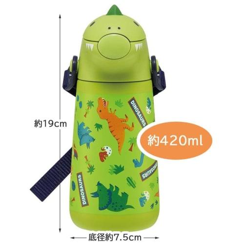 Skater 3D Stainless Steel Straw Water Bottle 370ml Vacuum Duplex Cold Storage Only Dinosaur Dinosaur SSH4D-A