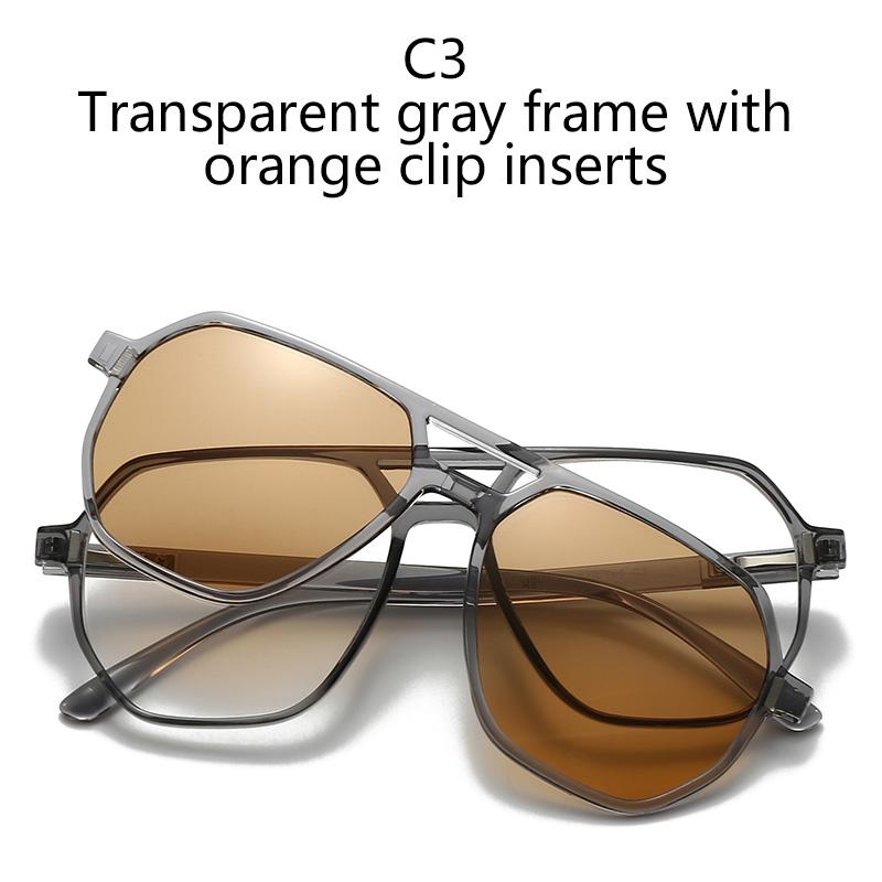 

Magnetic Clip-On Sunglasses Black Polarized Night Vision Goggles Sunglasses Spring Temple Leg Lenses Transparent Grey Frame SHOW AS PICTURE