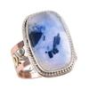 Natural Rainbow Moonstone Gemstone 925 Sterling Silver Two Tone Ring Size 8 L5j75
