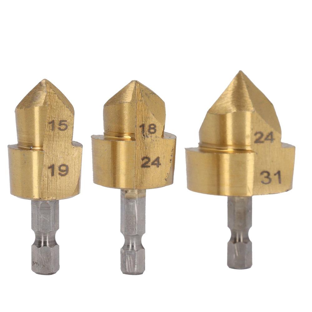 3pcs Hexagon Shank Water Pipe Expansion Drill 1/4 Inch Hex Shank Stepped Drill Bit  PPR Water Pipe
