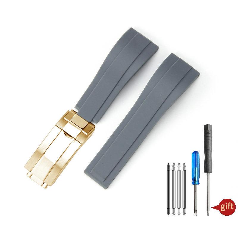 Watchband 20mm Nature Soft Silicone Rubber Watchband For Rolex Watch Strap Daytona Submariner GMT OYSTERFLEX Bracelet Folding Buckle
