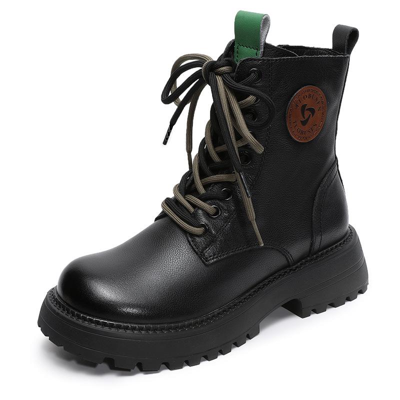 First layer cowhide Martin boots women's locomotive European short boots round head platform autumn and winter women's shoes boots long boots women's