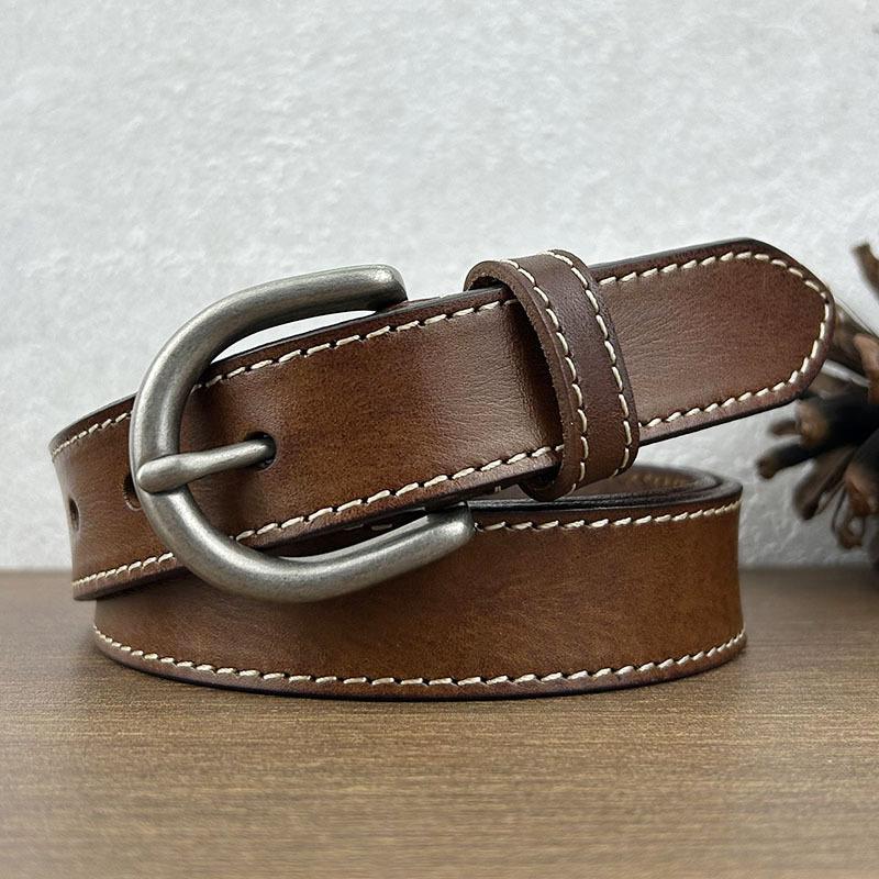 Retro Belt Women'S Leather Casual Pin Buckle Jeans Belt First Layer Cowhide Simple Belt Trendy