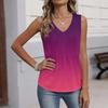 Women's Fashionable Sleeveless Vest With Pleats, V-neck, Tie- Gradient Color, Loose Fit, Flowy Summer Top