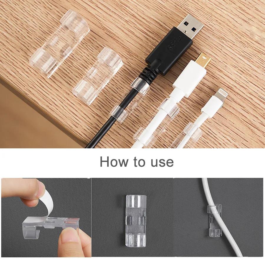 20pcs Cable Clips Organizer Self-Adhesive Cable Fixed Wire Clamp For Table Car Office Home Data Line Charger Wire Management