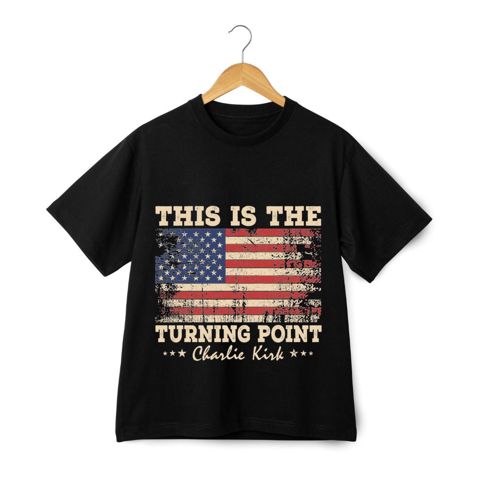 This Is The Turning Point Charlie Kirk USA Flag Graphic T-Shirt Unisex Tee
