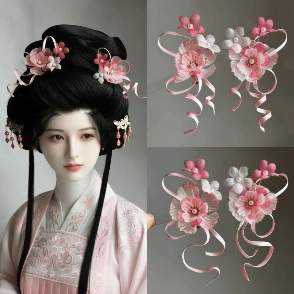 Bow Hanfu Hair Accessories Tassel Chinese Style Hair Clip Flower Hairpin  Summer Accessories