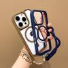 For iPhone 16 Pro Case Magnetic Case with Strap PC + TPU Shockproof Phone Cover