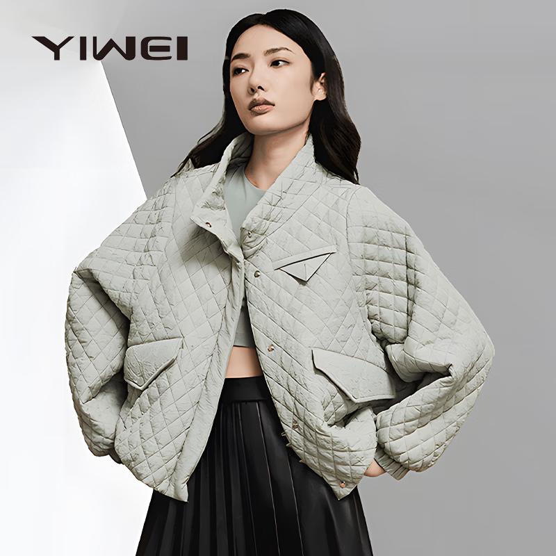 

YIWEI Women s Stand Collar Short Down Jacket M
