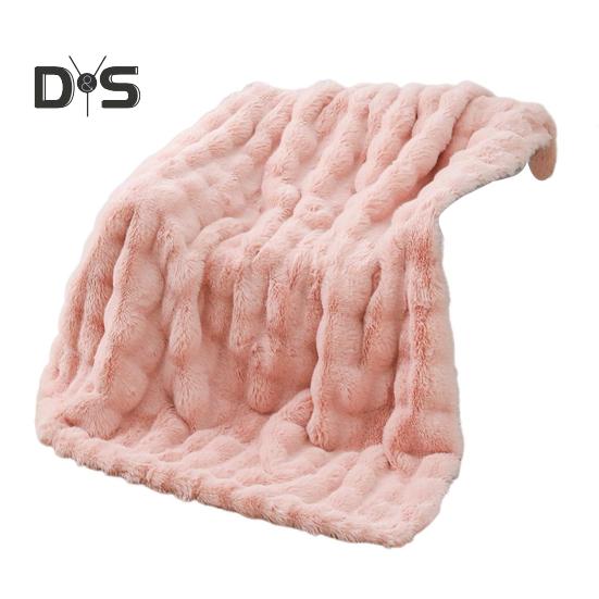 Winter Throw Blanket Thickened Fuzzy Plush Bubble Design Cozy Warm Quilt Bedroom Living Room Office Home Bed Sofa Faux Rabbit Fur Blanket