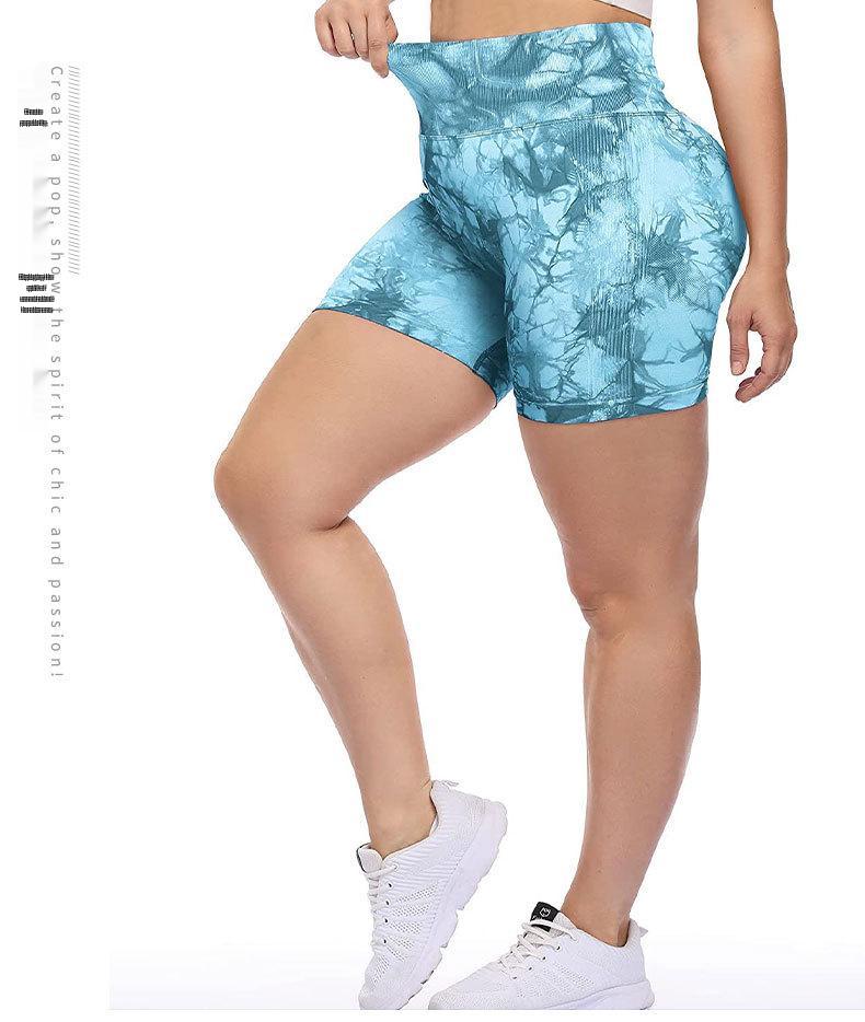 Seamless Smiley Tie-Dye High Waist Yoga Pants – Peach Butt Leggings & High Elasticity Fitness Shorts