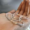 Jiuqin Jewelry Jiskřivý housenka Stříbrný náhrdelník pro ženy - Základní klíční kost řetízek
