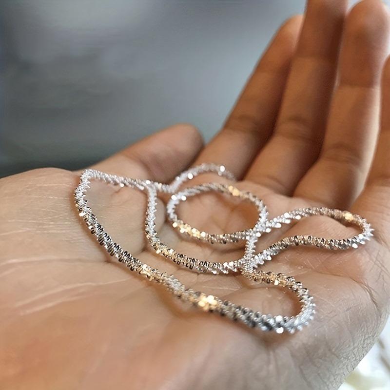 Jiuqin Jewelry Jiskřivý housenka Stříbrný náhrdelník pro ženy - Základní klíční kost řetízek