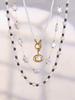 Elegant 18k Gold-Plated Stainless Steel Necklace with Imitation Pearl Beads and OT Clasp