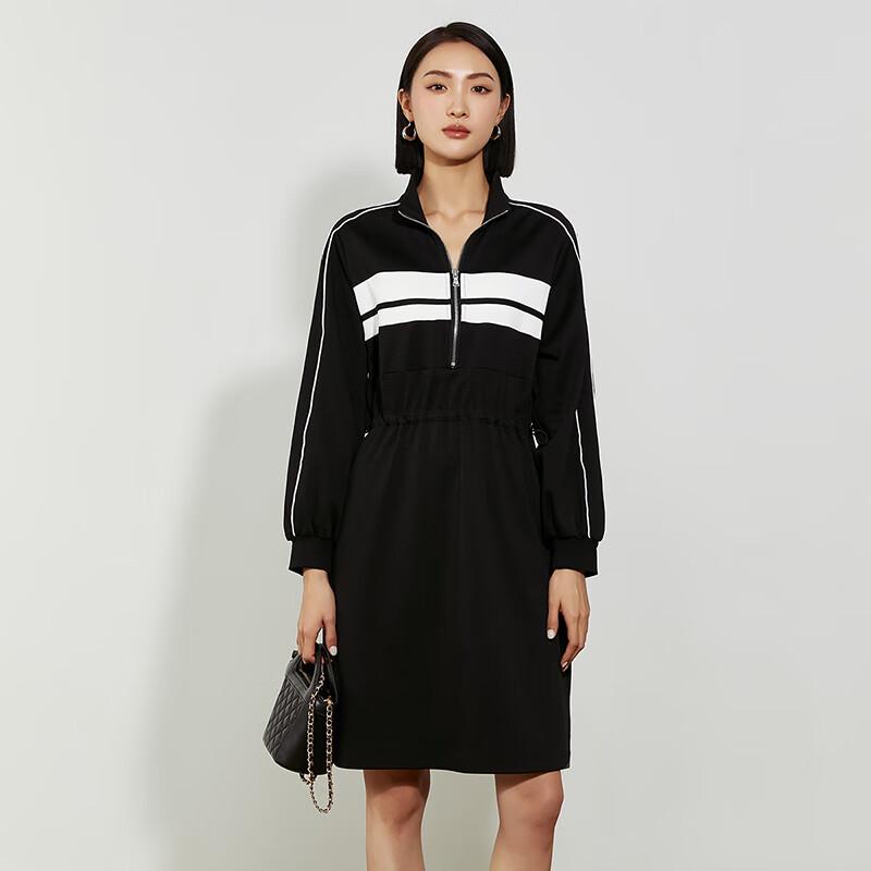 

Women s Stand Collar A-Line Sporty Sweatshirt Dress S