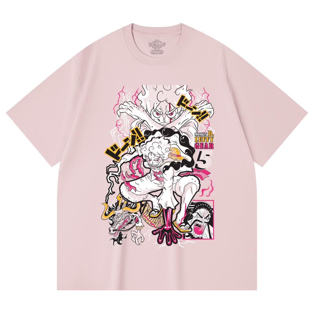 230 Gsm 100% Cotton One Piece V23 Luffy Gear Print Unisex Heavy Cotton T Shirt