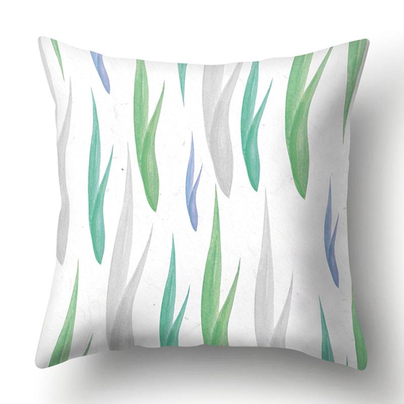 Polyester Pillowcase Green Tree Leaf Pillowcase Home Soft Furnishing Car Cushion Cover