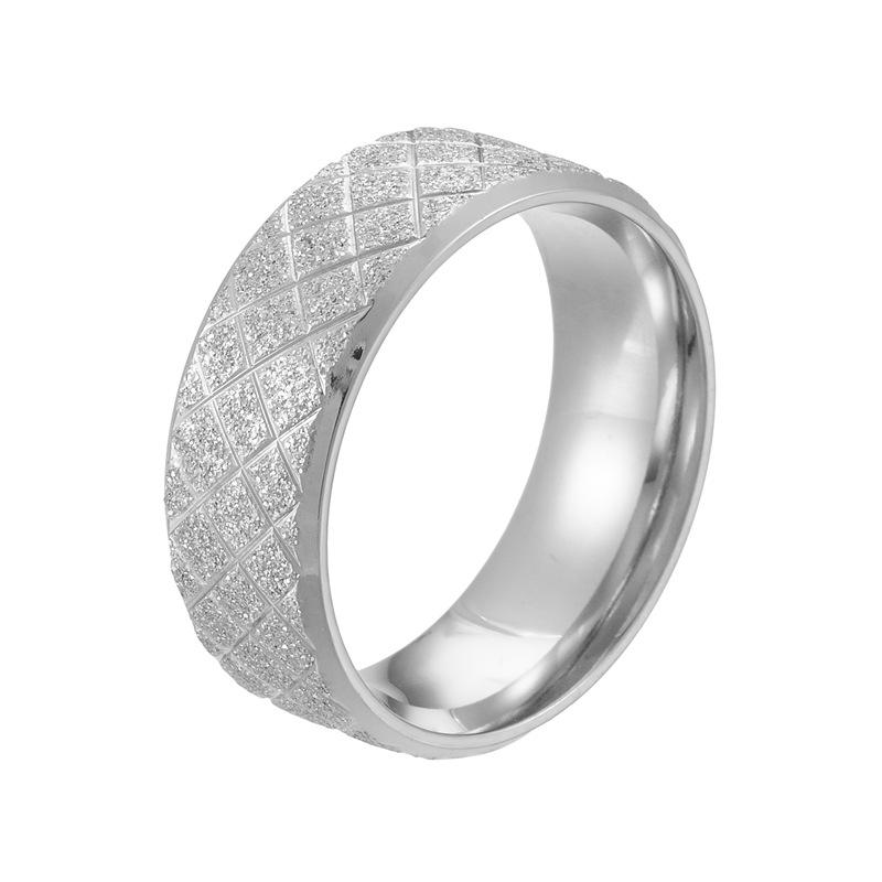 Stylish Double Beveled Frosted Stainless Steel Ring, Men s Simple and Versatile Titanium Steel Ring Jewelry 8