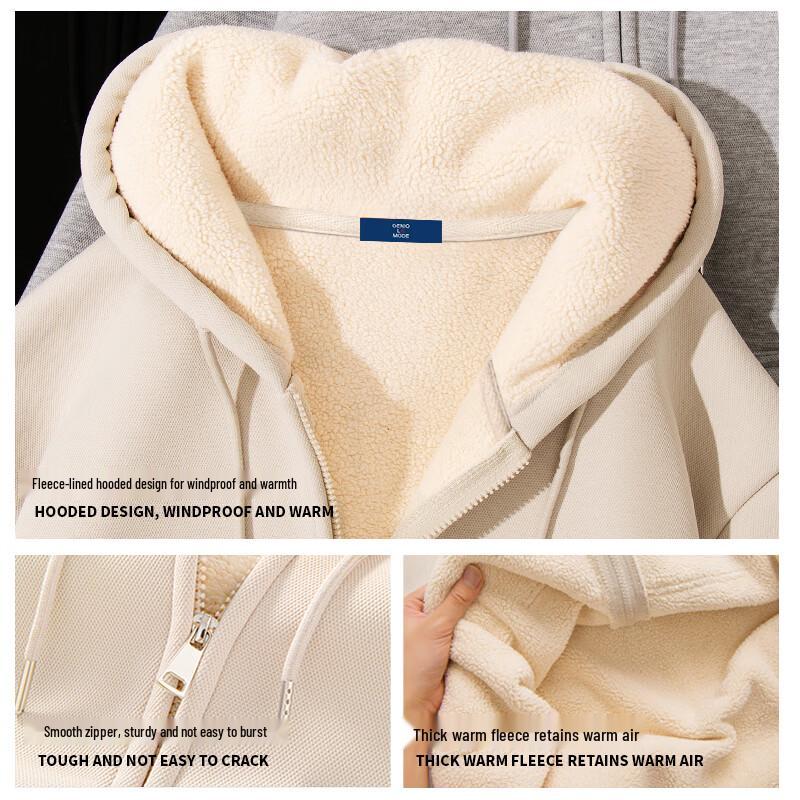 GENIOLAMODE Men's Heavyweight Fleece Zip Hoodie
