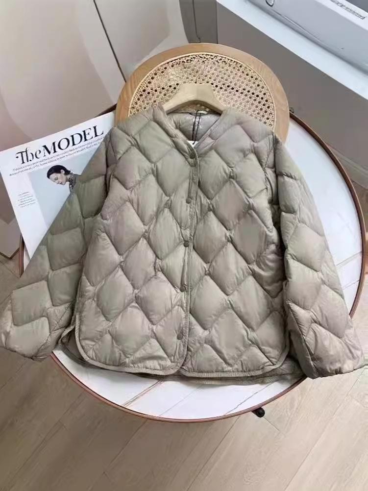 2024 Lightweight Women's Diamond Quilted Down Jacket for Spring, Autumn, and Winter - Trendy Casual Inner Layer