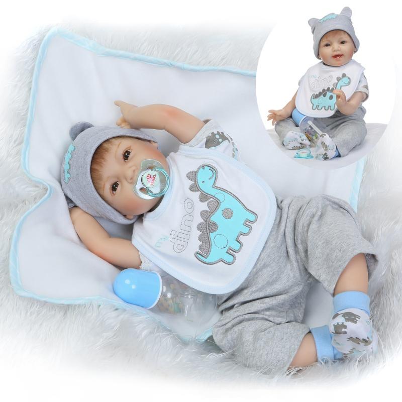 Lebensechte 22-Zoll Realistische Reborn Baby Jungenpuppe Aus Weichem Vinyl-Silikon Für Kleinkinder