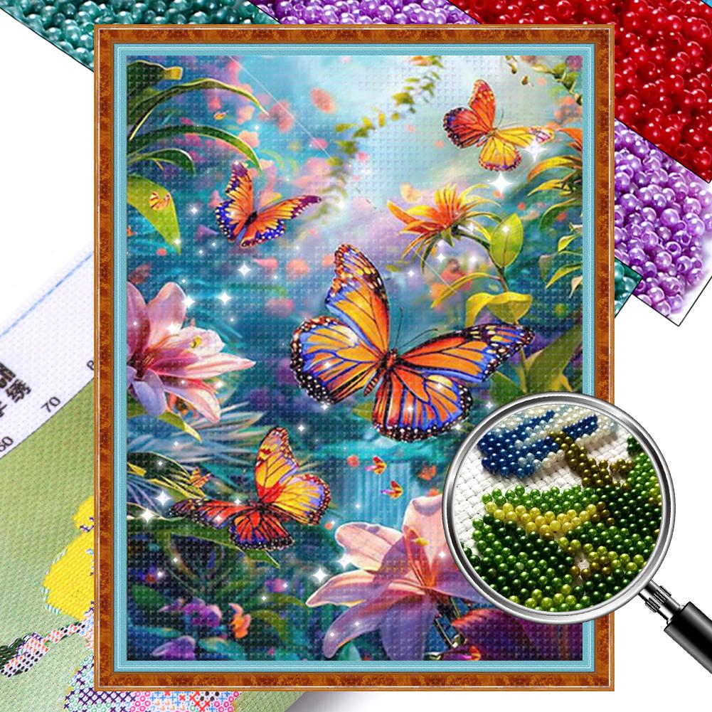 Kit de Cusătură în Cruce 11CT cu Flori, Imprimat cu Mărgele cu Broderie Completă, Decor de Artă pentru Casă