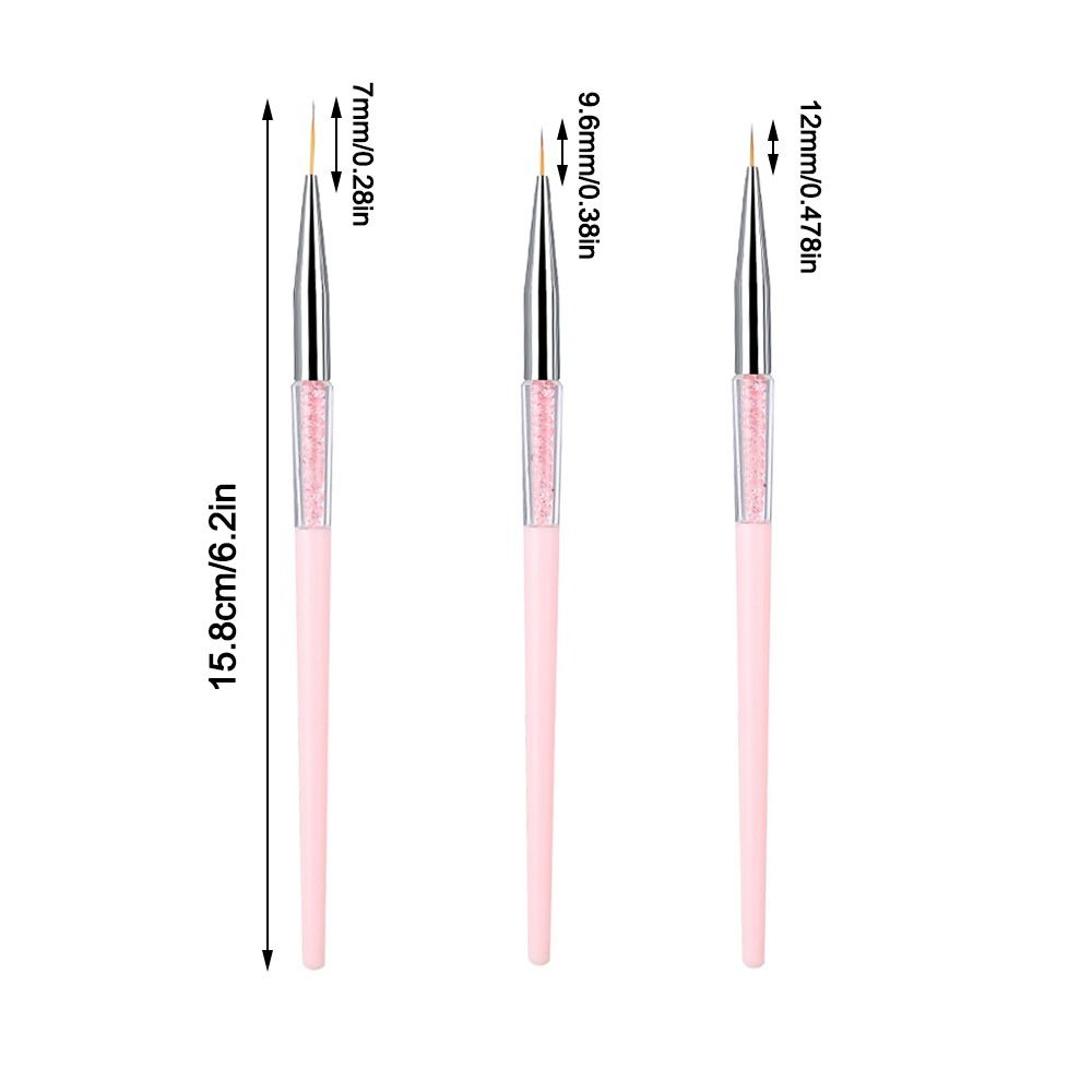 3pcs Fine Detail Nail Art Dotting Liner Brush Professional Nail Art Brush Gel Polish