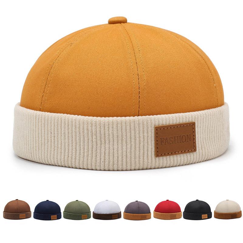 Cappello da Marinaio Cappelli Senza Visiera Berretto Berretto Cappello Per Uomo Donna Velluto a Coste Stile Retro Polsino Arrotolato Cappello da Porto