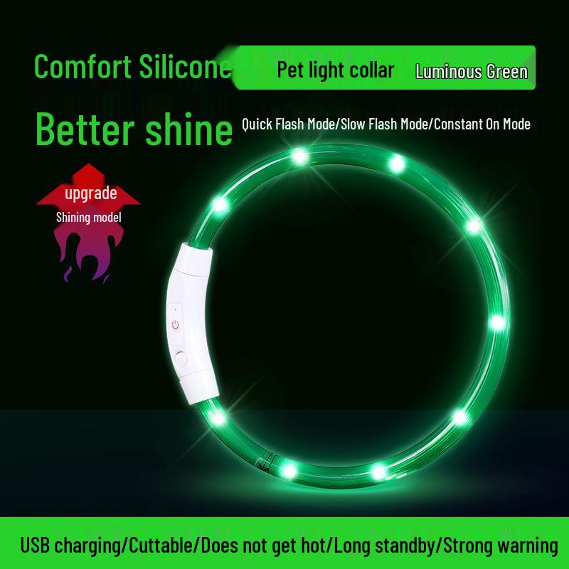 Rechargeable LED Glowing Collar for Dogs and Cats - Nighttime Safety Necklace