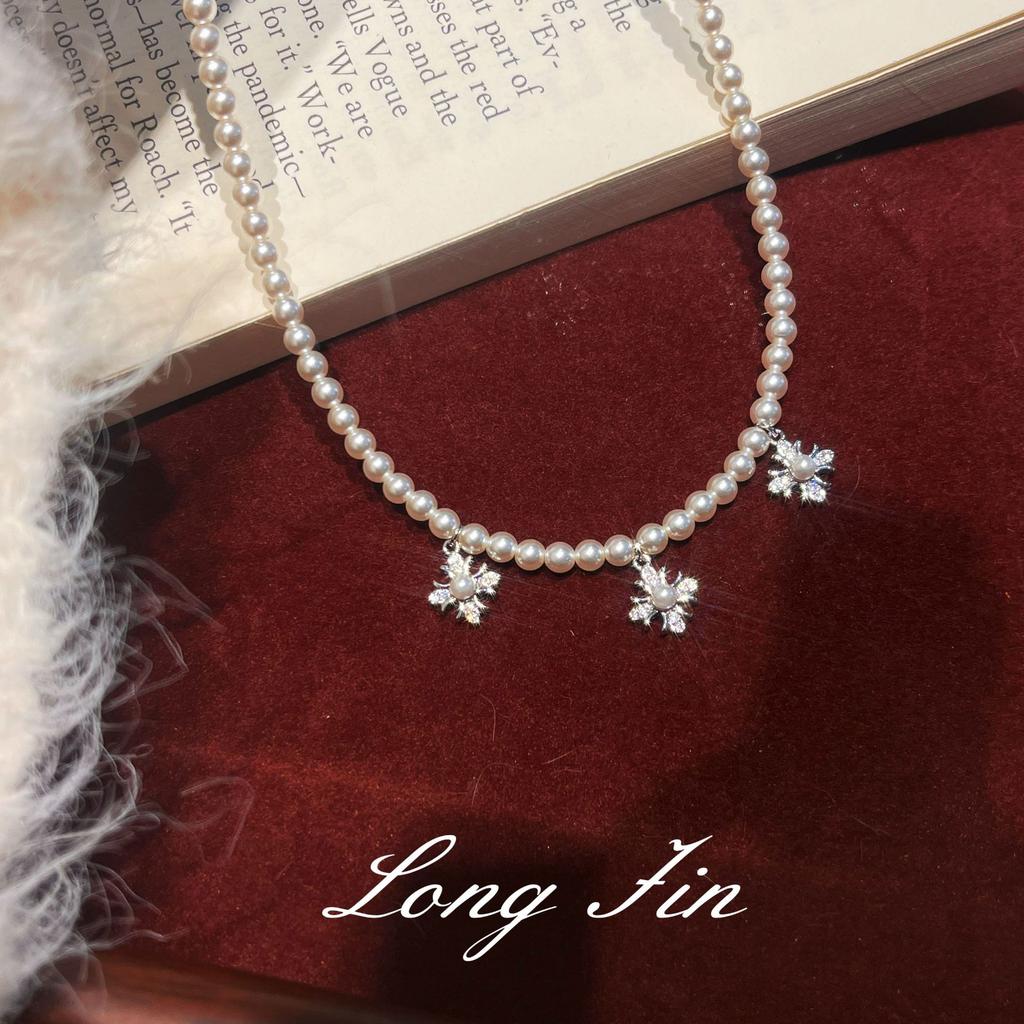 Niche Cross Pearl Necklace Bracelet High-End Temperament Collarbone Chain Versatile Jewelry