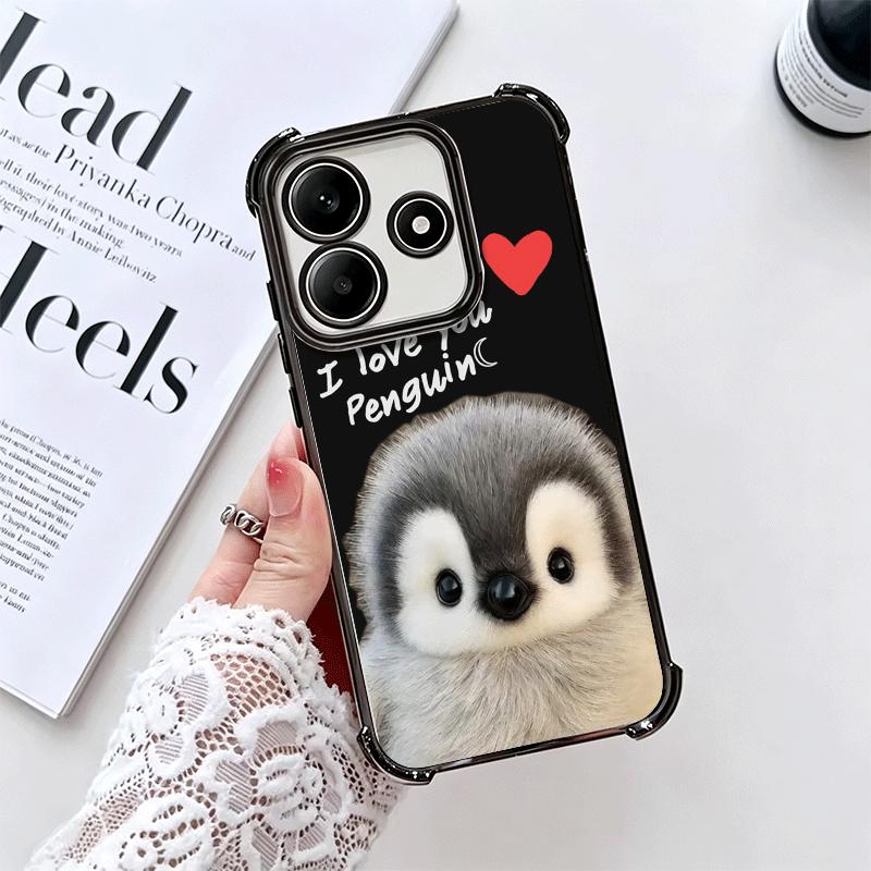 Penguins Love At The North Pole Soft Phone Case For Xiaomi Redmi Note 14 15 Pro Plus 13 12 11S 11T 5G 10 9S 9 Plating Anti-Fall